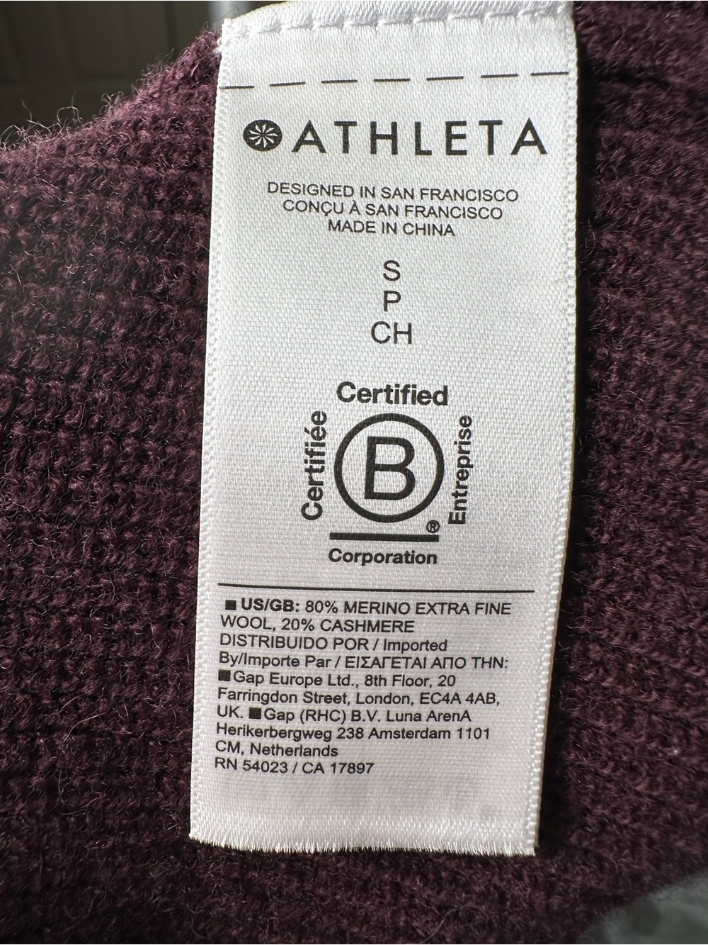 Athleta Alpine Wrap Sweater Size Small Merino Wool Cashmere Burgundy Plum New - Picture 13 of 13